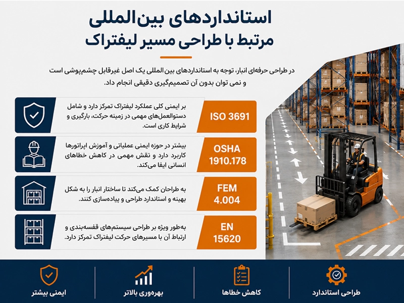 استانداردهای بین المللی در طراحسی مسیر لیفتراک